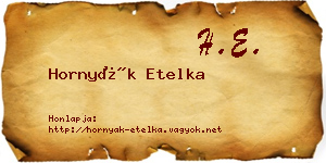 Hornyák Etelka névjegykártya